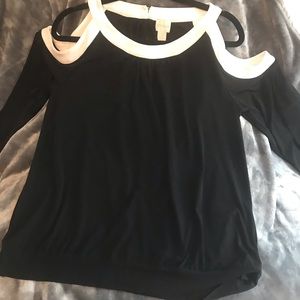 Black and White Cold Shoulder Blouse